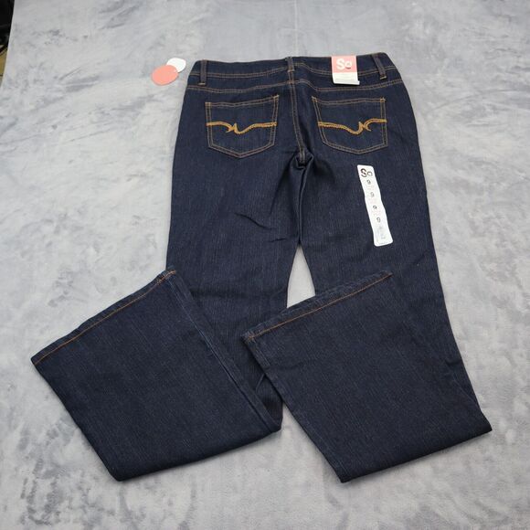 SO Jeans Girls 9 Dark Blue Deep Value Denim Flared Leg Fitted Hip Casual Pants - Picture 11 of 14